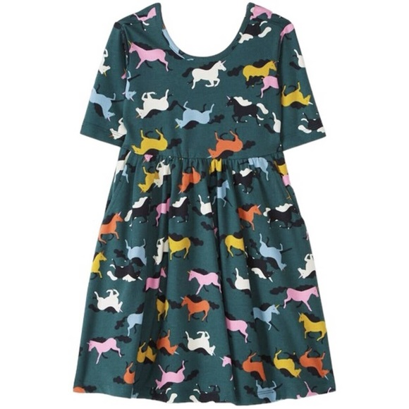 Hanna Andersson 10 Unicorn Print Super Soft Skater Dress Cotton Stretch Knit - Picture 6 of 7